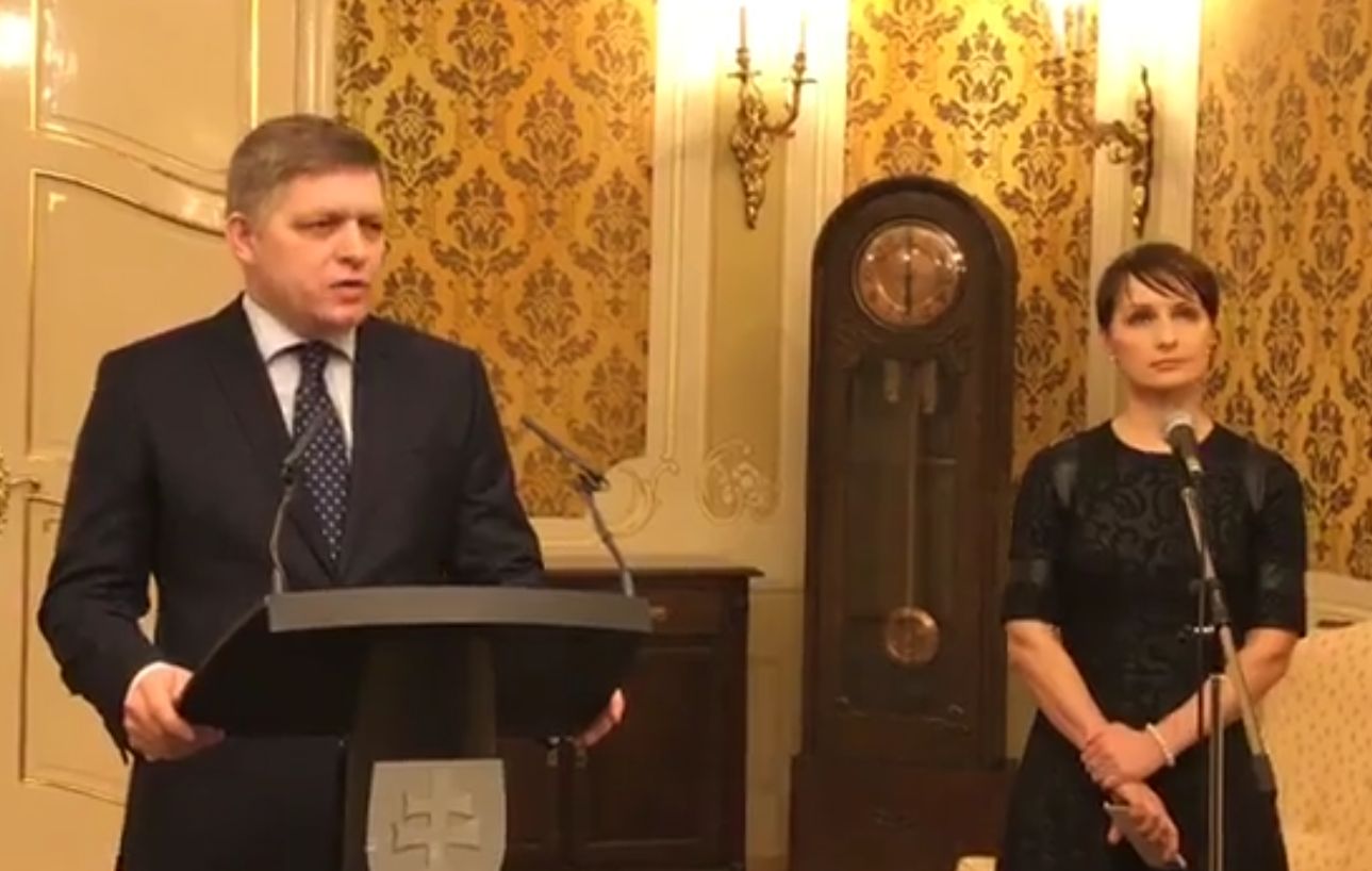Hovorkyňa na jednej z posledných tlačových besied Fica Reprofoto FB Smer-SD