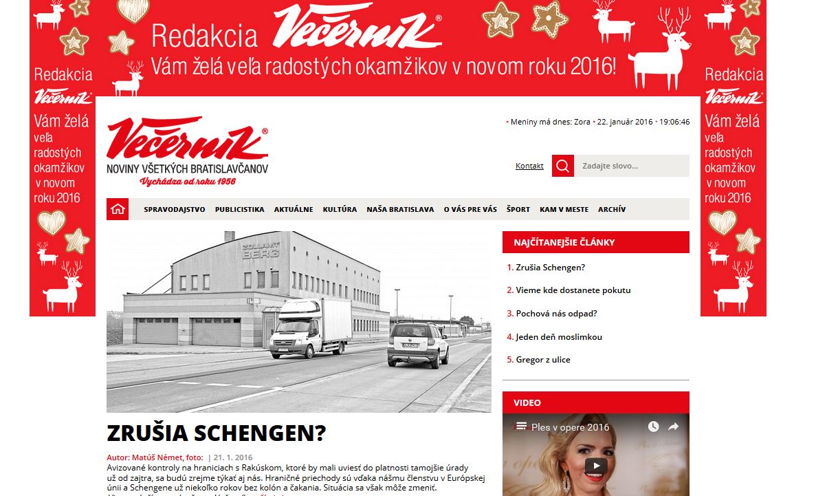 Večerník blahoželá s chybou: "radostých"