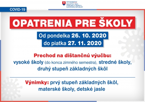 D&ocirc;ležit&eacute;: Od 26. 10. platia nov&eacute; opatrenia pre &scaron;koly a menia sa dni pr&aacute;zdnin (ZOZNAM)
