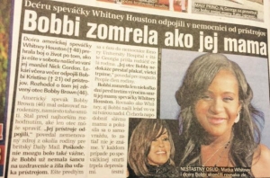 Denn&iacute;k Plus 1 deň predčasne pochoval dc&eacute;ru Whitney Houston