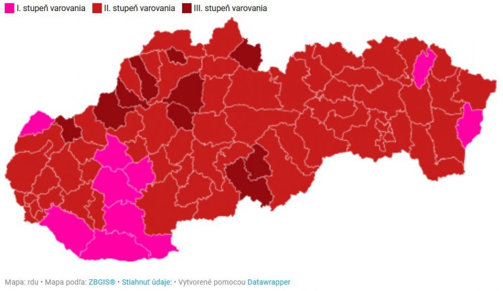 COVID AUTOMAT: Nov&eacute; rozdelenie okresov platn&eacute; od 3.5. (MAPA)