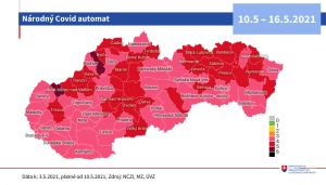 COVID AUTOMAT: Nov&eacute; rozdelenie okresov platn&eacute; od 10.5. (MAPA)