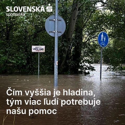 Pomoc obetiam povodní: 20-tisíc eur od Nadácie Slovenskej sporiteľne, podpora verejnej zbierky cez Georgea a riešenie poistných udalostí