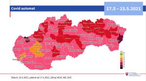 COVID AUTOMAT: Nov&eacute; rozdelenie okresov platn&eacute; od 17. 5. (MAPA)