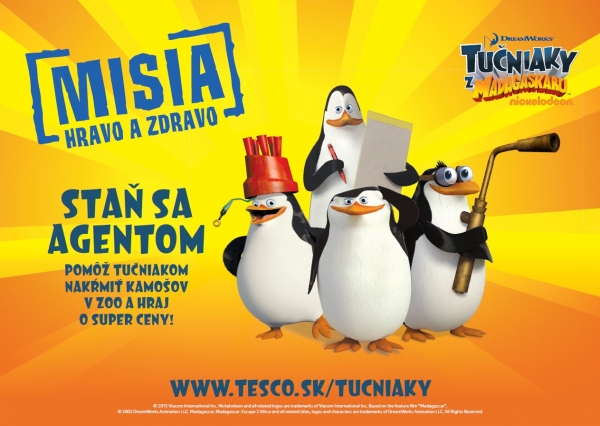 Tesco &scaron;tartuje akciu s Tučniakmi z Madagaskaru aj akciu v ZOO v Ko&scaron;iciach a Bratislave