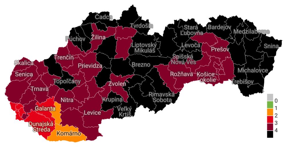 Nový COVID AUTOMAT: V čiernej bude až 36 okresov, opatrenia sa sprísnia